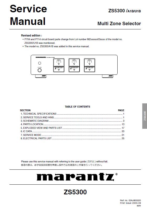 Marantz ZS5300 Service Manual