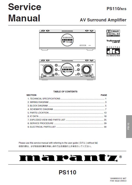 Marantz PS110 Service Manual