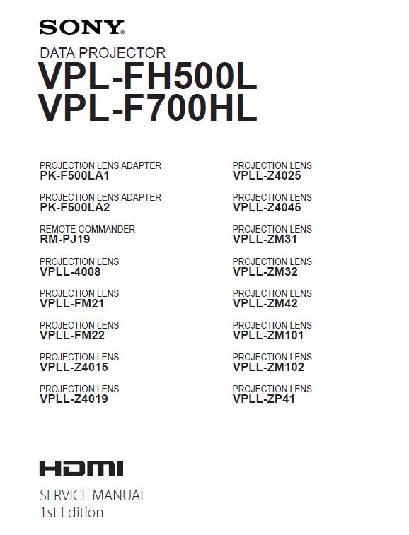 Sony VPL-FH500L/F700HL Service Manual