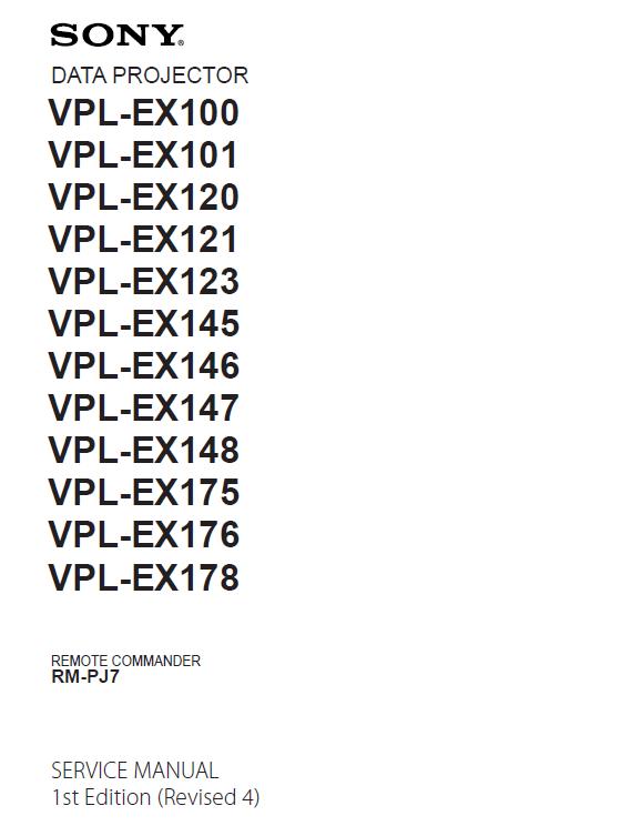 Sony VPL-EX100/101/120/121/123/145/146/147/148/175/176/178 Service Manual