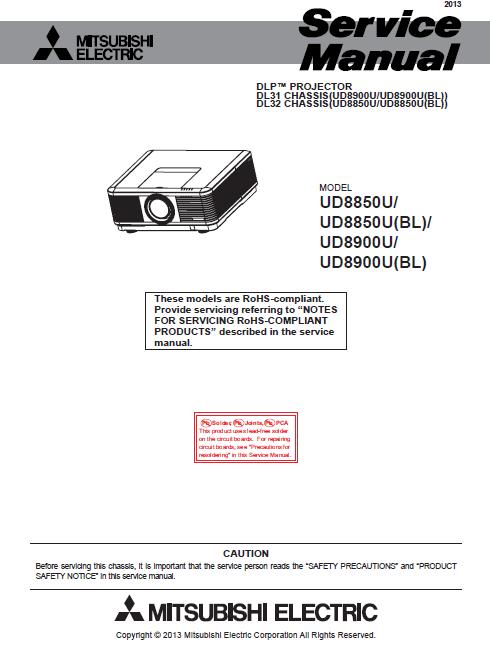 Mitsubishi UD8850U/UD8850U(BL)/UD8900U/UD8900U(BL) Service Manual