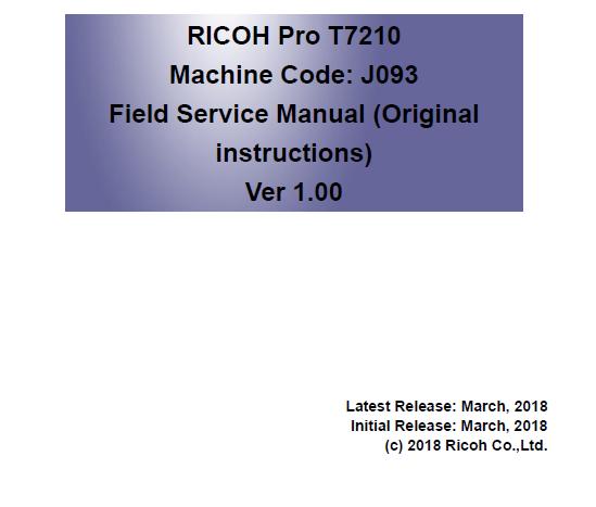 Ricoh Pro T7210 Service Manual