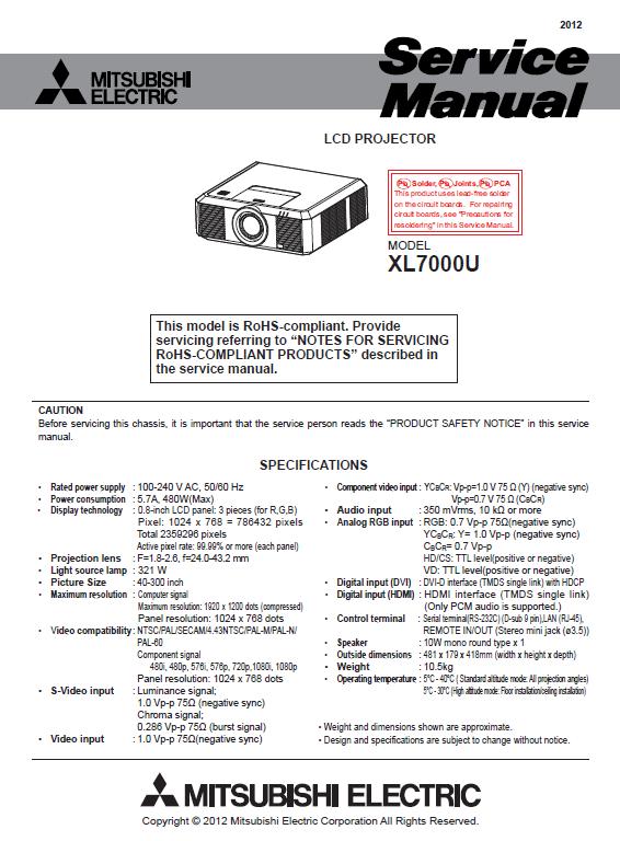 Mitsubishi XL7000U Service Manual