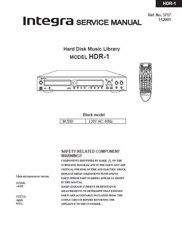 Onkyo HDR-1 Service Manual