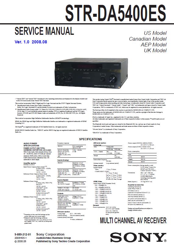 Sony STR-DA5400ES Service Manual