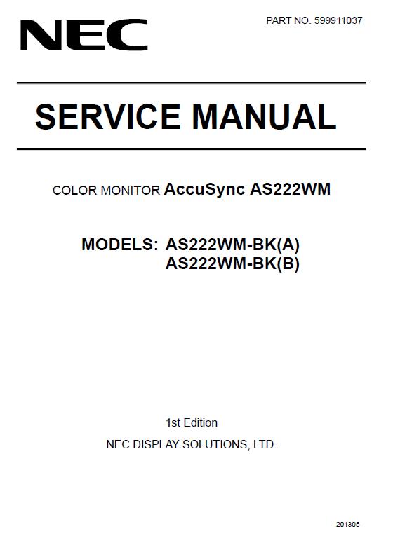 NEC AccuSync AS222WM Service Manual