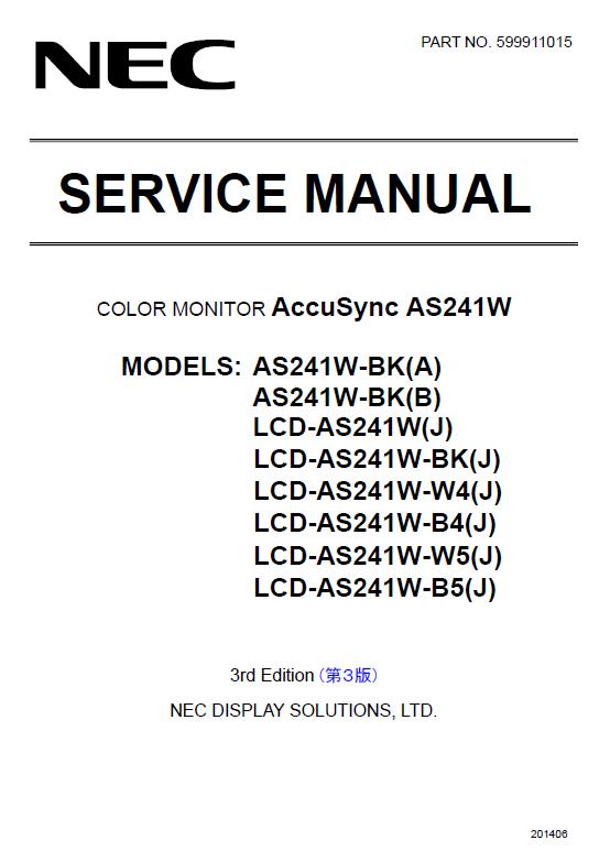NEC AccuSync AS241W Service Manual