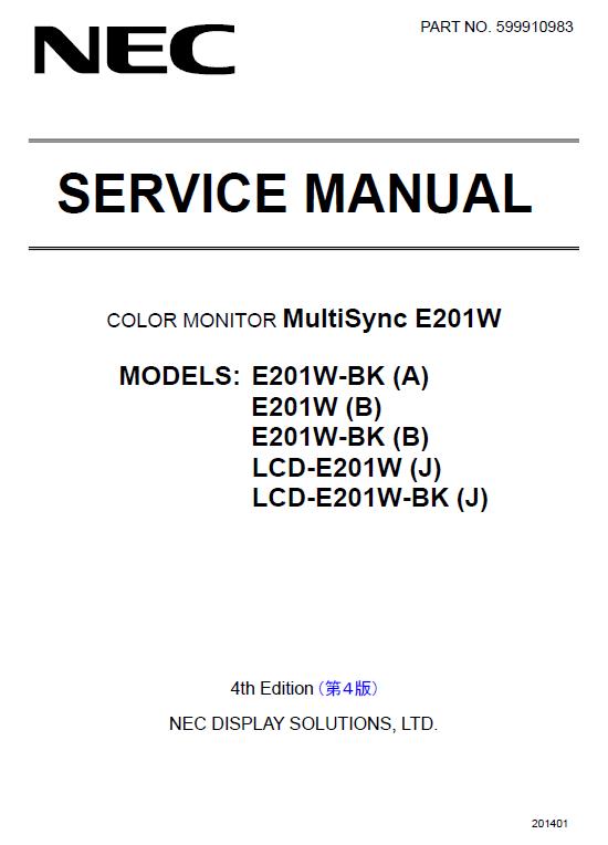 NEC MultiSync E201W Service Manual