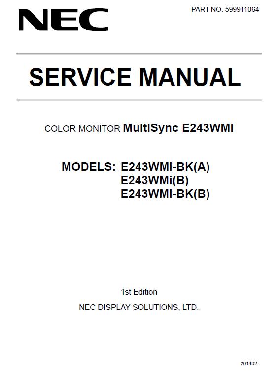 NEC MultiSync E243WMi Service Manual