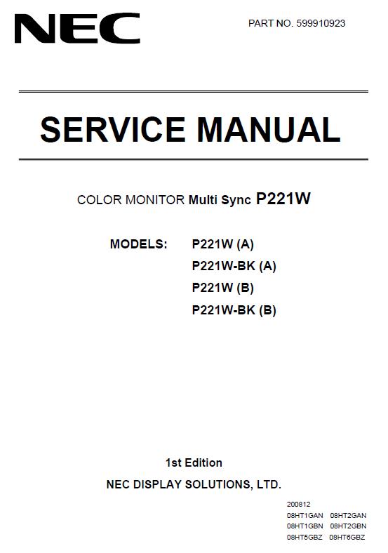 NEC MultiSync P221W Service Manual