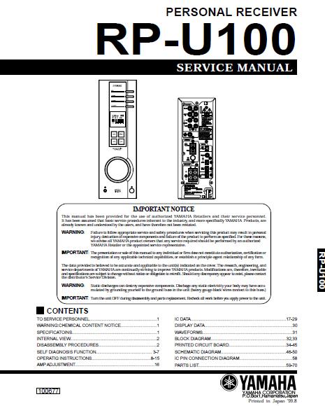 Yamaha RP-U100 Service Manual