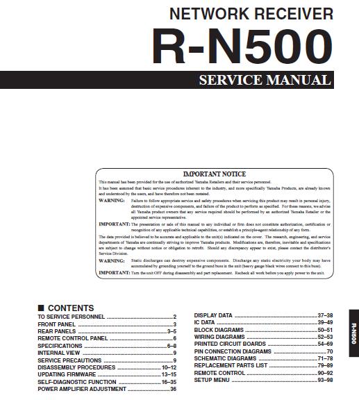 Yamaha R-N500 Service Manual