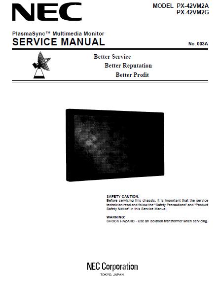 NEC PX-42VM2A/PX-42VM2G Service Manual