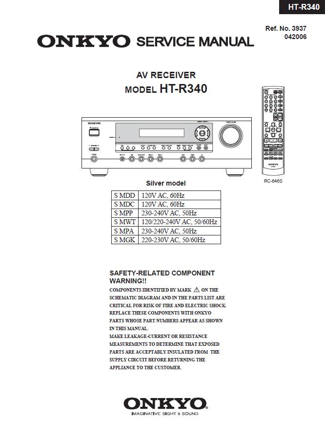 Onkyo HT-R340 Service Manual