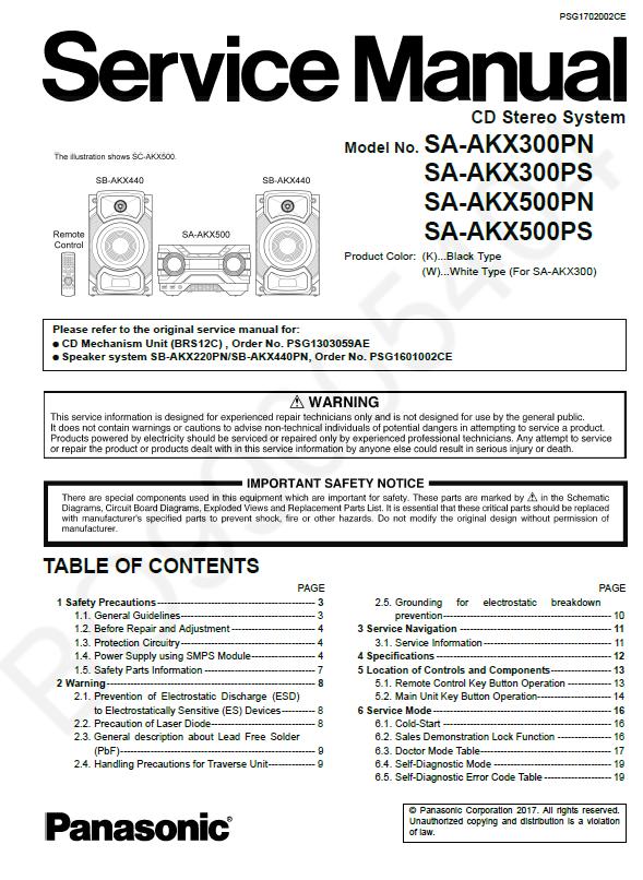 Panasonic SA-AKX300PN/SA-AKX300PS/SA-AKX500PN/SA-AKX500PS Service Manual