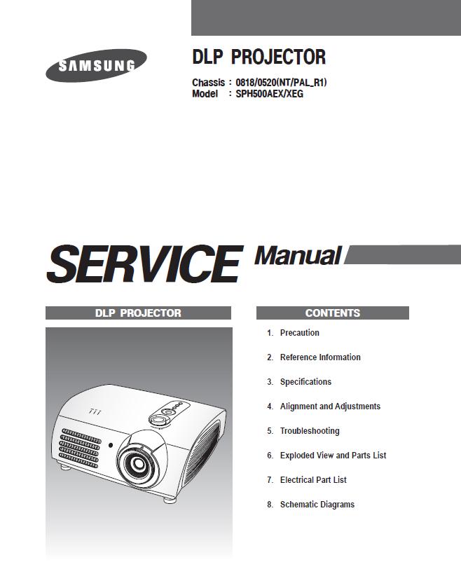 Samsung SP-H500 Service Manual :: Samsung Projectors Service Manuals ...