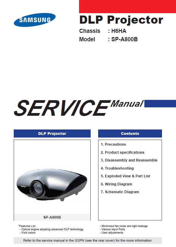 Samsung SP-A800B Service Manual