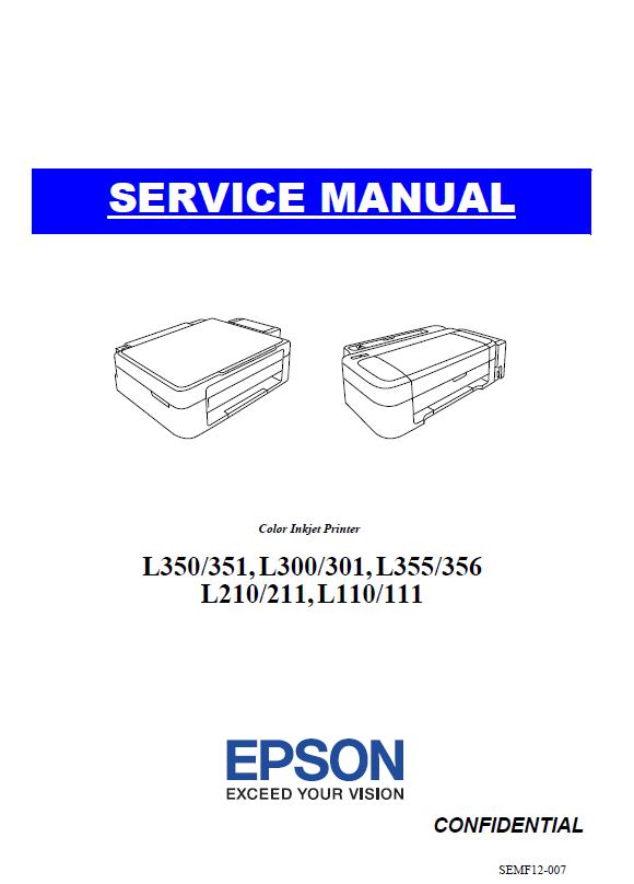 Epson L110/L111/L210/L211/L300/L301/L350/L351/L355/L356/L358 Service Manual