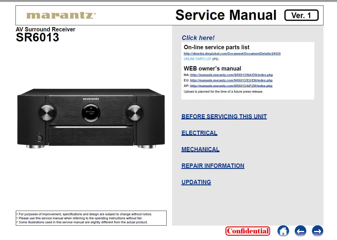 Marantz SR6013 Service Manual