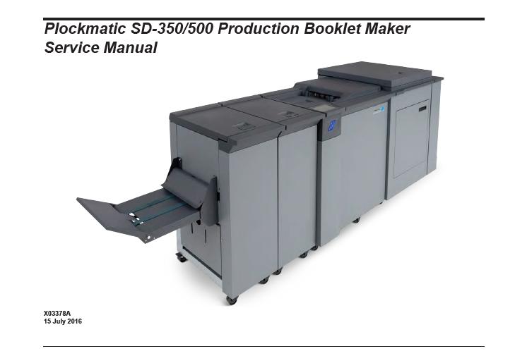 Plockmatic SD-350/500 Production Booklet Maker Service Manual