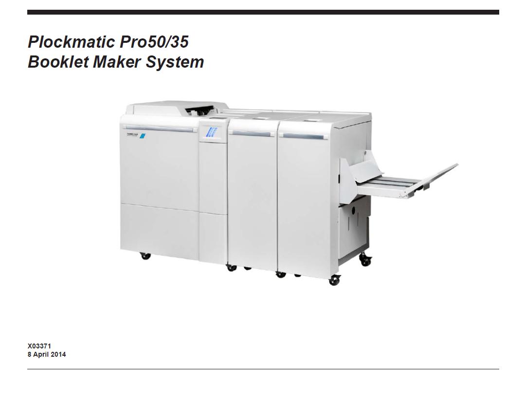 Plockmatic Pro 35/Plockmatic Pro 50 Booklet Maker System Service Manual