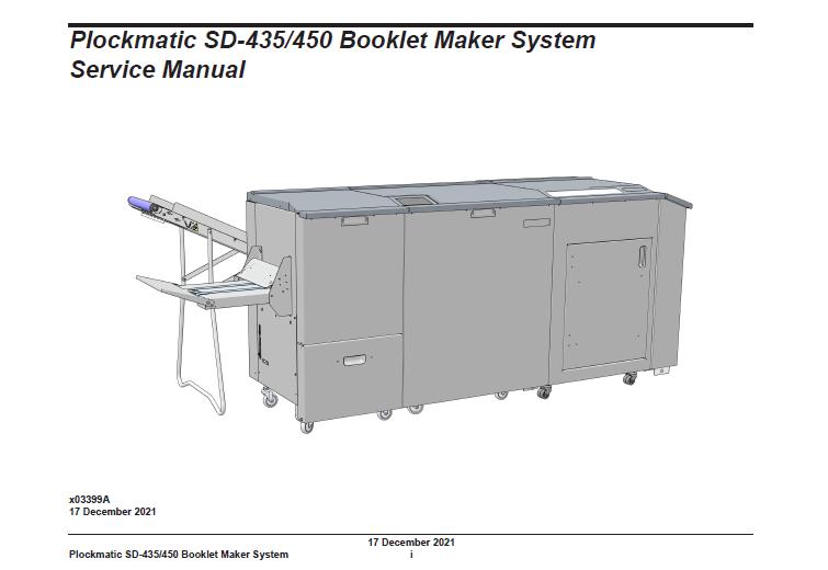 Plockmatic SD-435/450 Booklet Maker System Service Manual