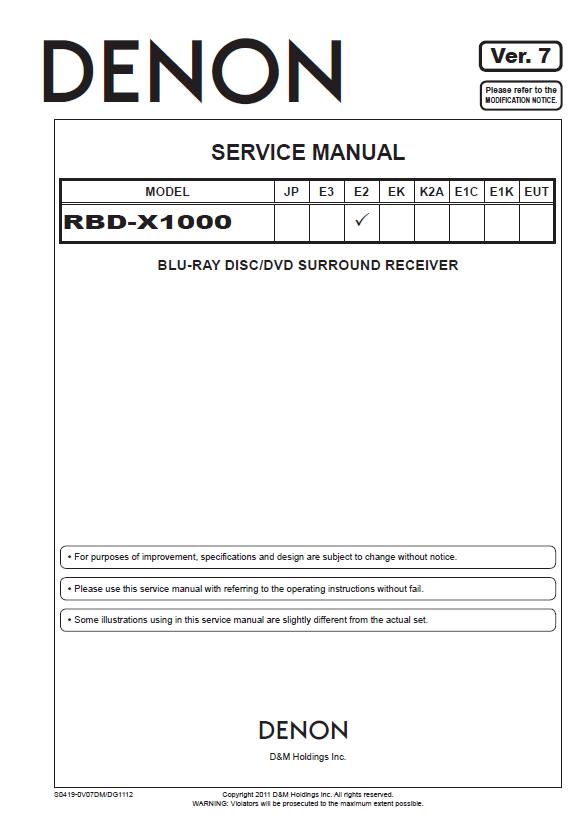 Denon RBD-X1000 Service Manual