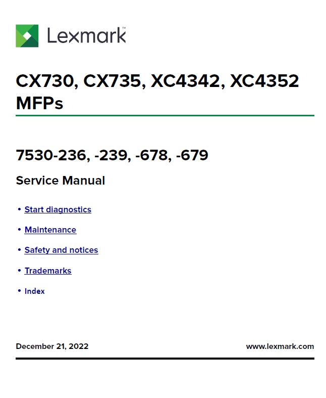 Lexmark CX730/CX735/XC4342/XC4352 MFPs Service Manual