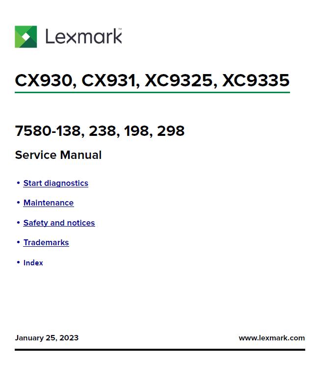 Lexmark CX930/CX931/XC9325/XC9335 Service Manual