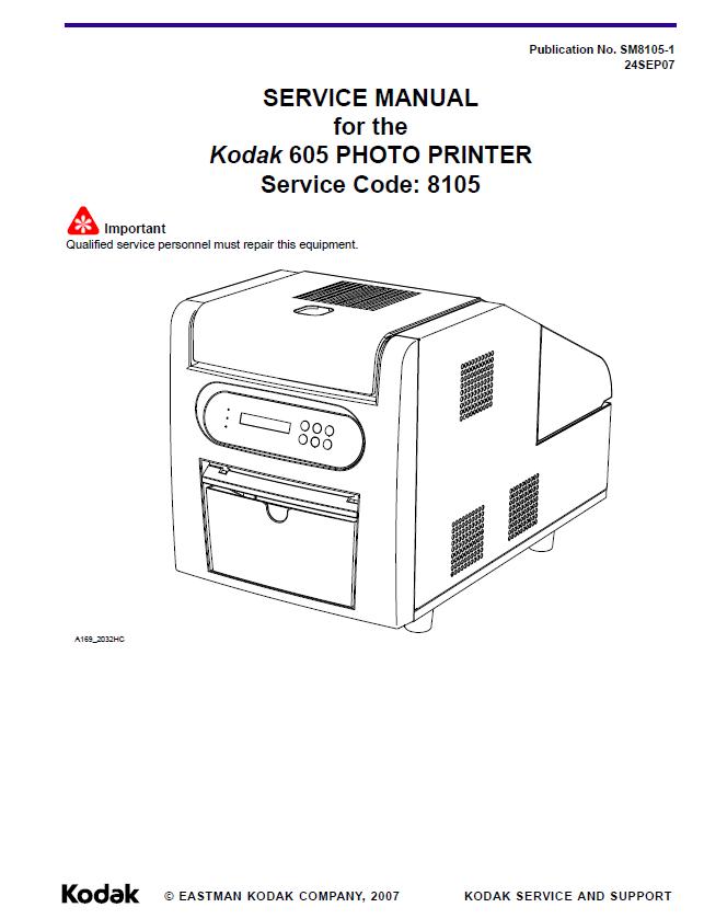 Kodak 605 PHOTO PRINTER Service Manual