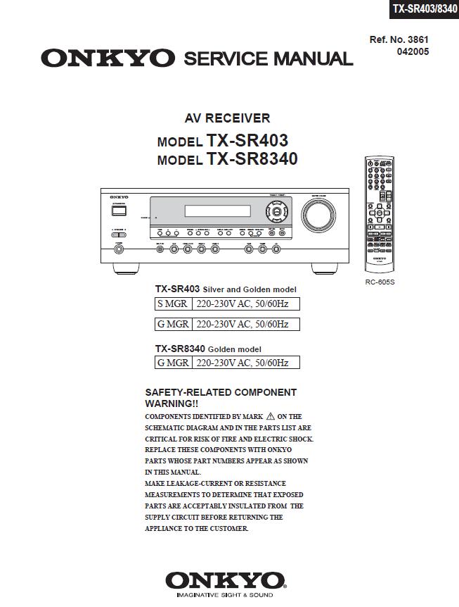 Onkyo TX-SR403/TX-SR8340 Service Manual