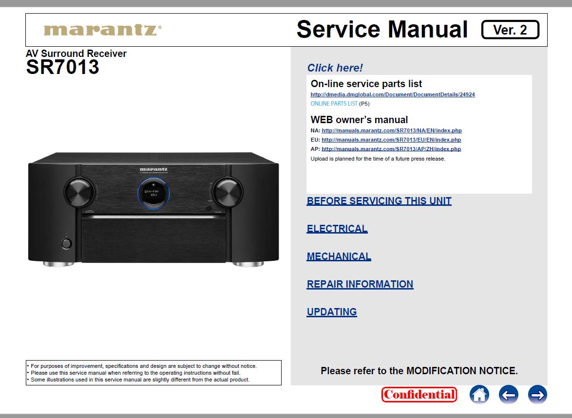 Marantz SR7013 Service Manual