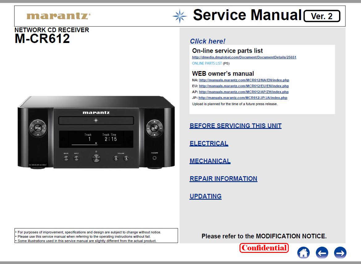 Marantz M-CR612 Service Manual