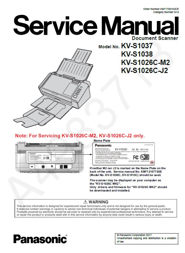 Panasonic KV-S1037/KV-S1038/KV-S1026C-M2/KV-S1026C-J2 Service Manual