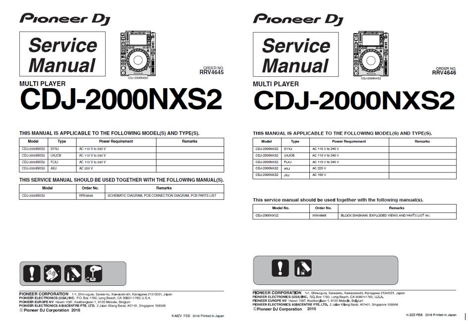 Pioneer CDJ-2000NXS2 Service Manual