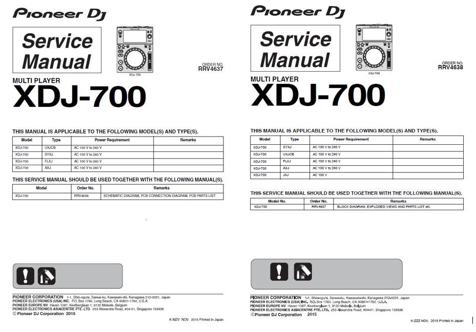 Pioneer XDJ-700 Service Manual