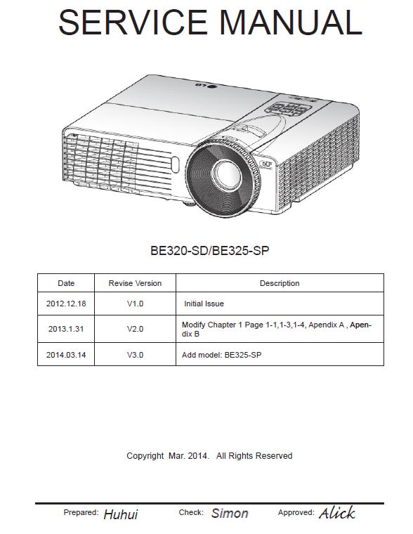 LG BE320-SD/BE325-SP Service Manual