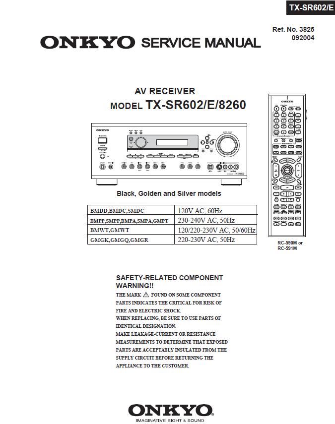 Onkyo TX-SR602/E/8260 Service Manual