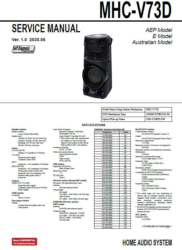 Sony MHC-V73D Service Manual