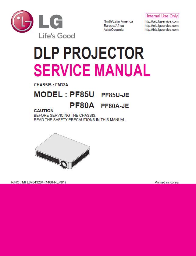 LG PF80A/PF85U Service Manual