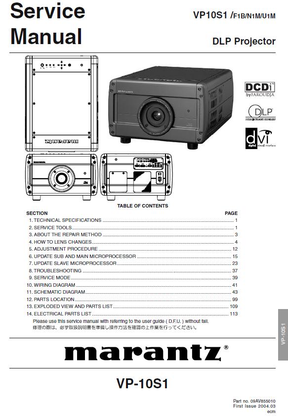 Marantz VP10S1 Service Manual