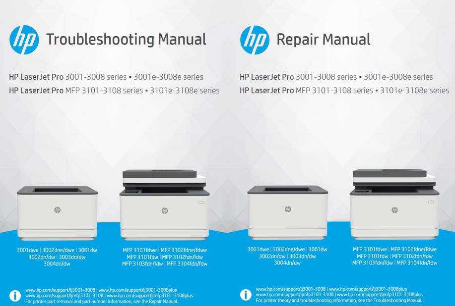 HP LaserJet Pro 3001-3008/3001e/3008e series/HP LaserJet Pro MFP 3101-3108/3101e/3108e series Service Manual