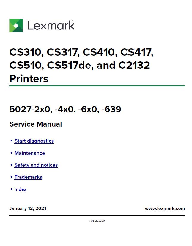 Lexmark CS310/CS317/CS410/CS417/CS510/CS517/C2132 Service Manual