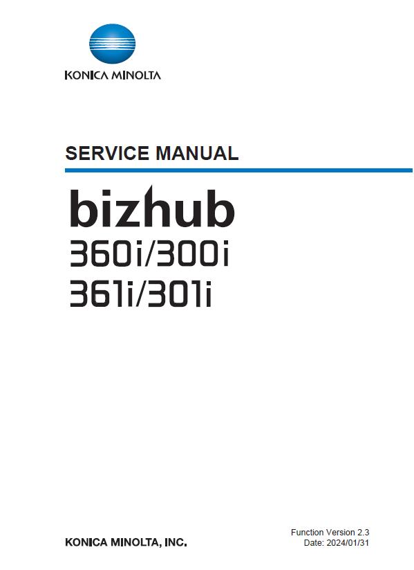 Konica Minolta BIZHUB 300i/BIZHUB 301i/BIZHUB 360i/BIZHUB 361i Service Manual