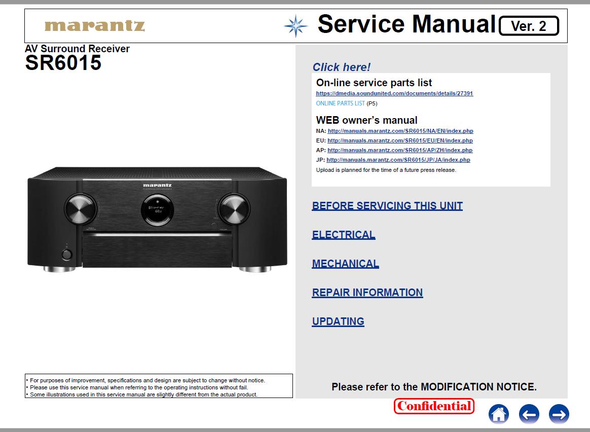 Marantz SR6015 Service Manual