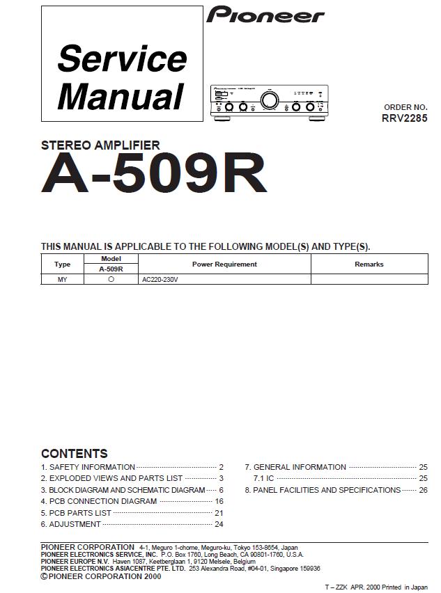 Pioneer A-509R Service Manual