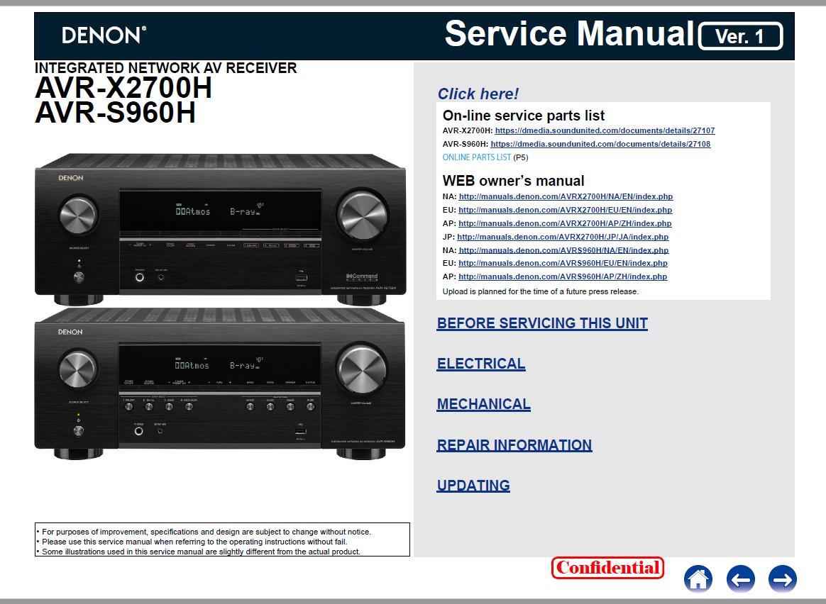 Denon AVR-X2700H/AVR-S960H Service Manual