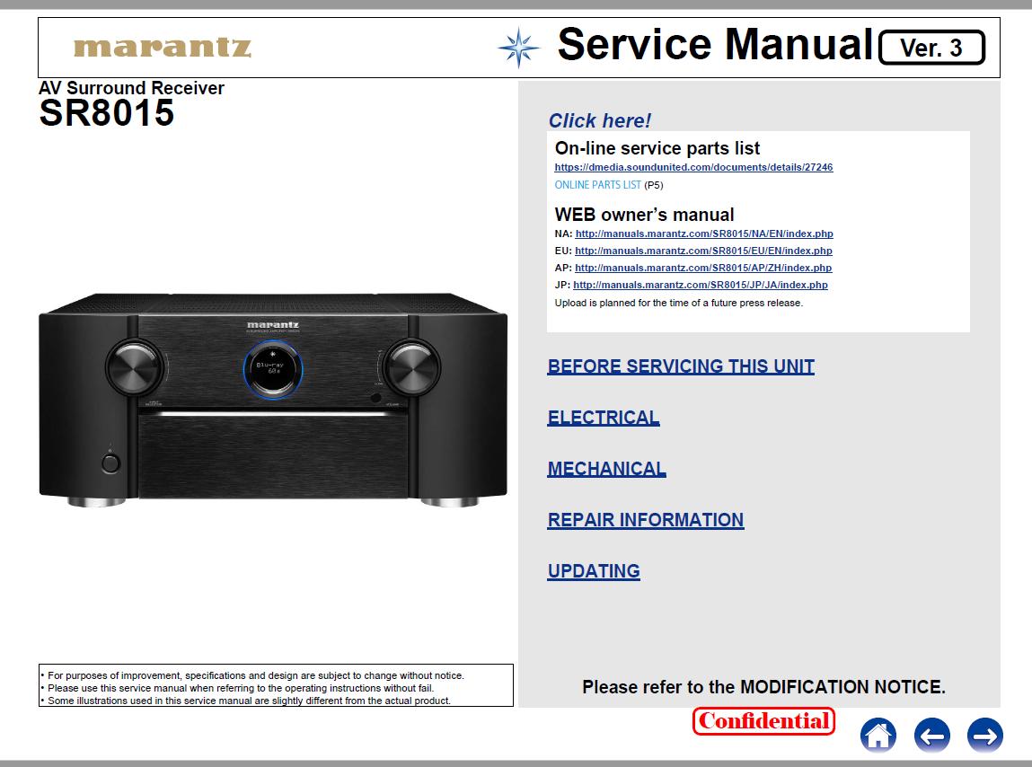 Marantz SR8015 Service Manual