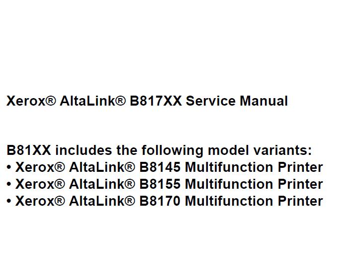 Xerox AltaLink B8145/B8155/B8170 Service Manual