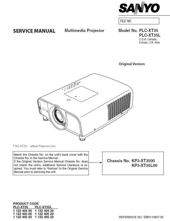 Sanyo PLC-XT35/PLC-XT35L Service Manual